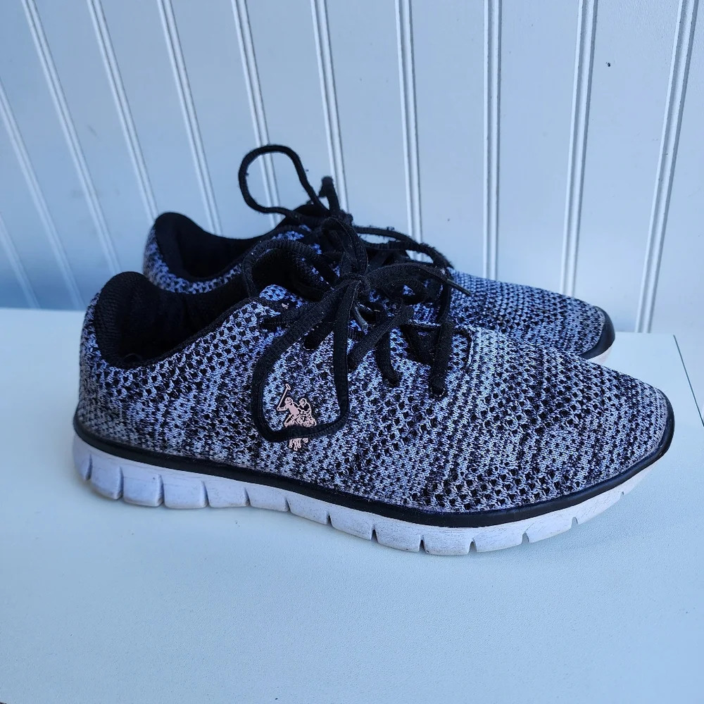 US Polo Assn. Womens Joy Running Shoes Gray Pink Low Top 10 M Lightweight